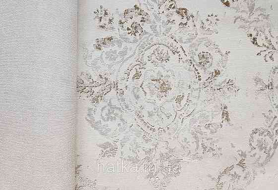 Шпалери вінілові на флізеліні AS creation Garda 1.06Х10.05 класика дамаск вензель сріблясті на світло-сірому Київ