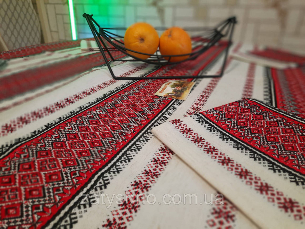Червона скатертина вишита комплект Київ - фото 6