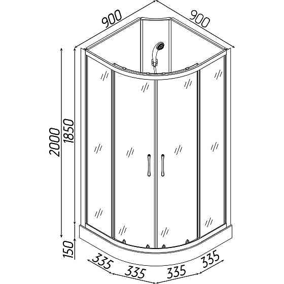 Душевой бокс полукруглый без крыши DABIE L90MMS BRAVO (3уп.) Киев