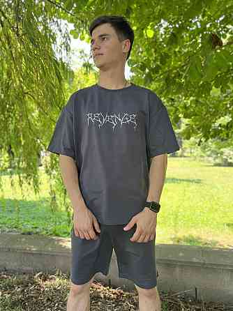 Літній костюм oversize unisex ГРАФІТОВИЙ (шорти + футболка) Чернівці