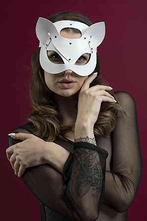 Маска кішечки Feral Feelings - Catwoman Mask, натуральна шкіра, біла Sex Aura Київ