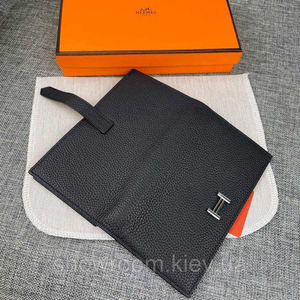 Женский черный кожаный кошелек Hermes (H-5123) Lux Киев - изображение 5