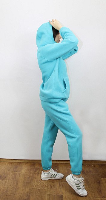 Костюм жіночий теплий спортивний на флісі кофта на блискавці Блакитний 42/44 Харків - фото 8