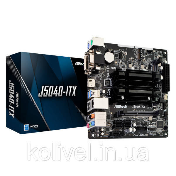 ASRock J5040-ITX (Quad-Core Pentium 3.2GHz, 2xDDR4 SoDIMM, VGA/HDMI/DVI, 1*PCIe, 4xSATAIII, miniITX) Киев - изображение 1