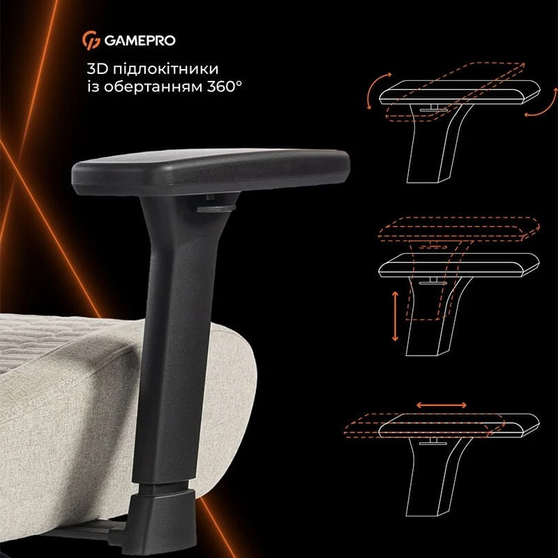 Крісло для геймерів GamePro GC760LG Fabric Light Gray ( 13788 ) Харків - фото 12