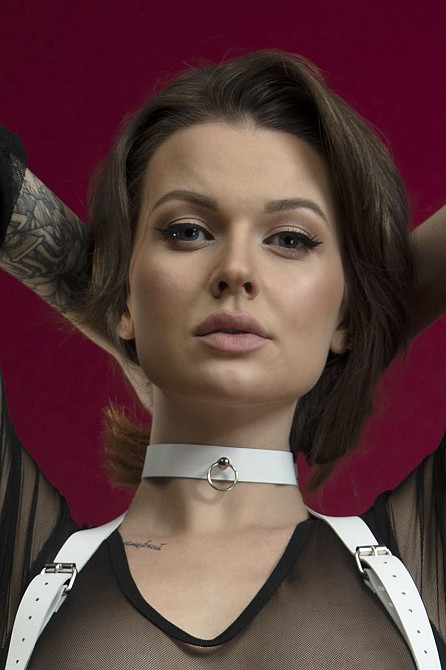 Чокер з кільцем для повідця Feral Feelings - Choker білий, натуральна шкіра Sex Aura Київ - фото 1