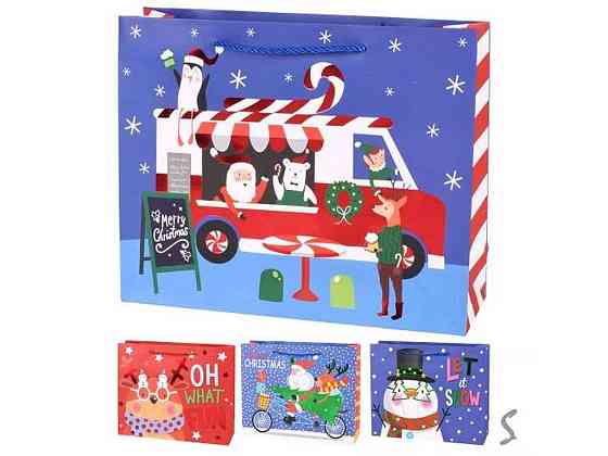 Пакет новорічний M Let it snow 32*26*10см паперовий R33012 ТМ STENSON Київ