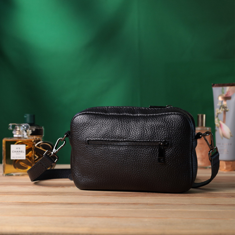 Класична сумка крос-боді із зернистої натуральної шкіри Shvigel 22842 Чорна Київ - фото 10