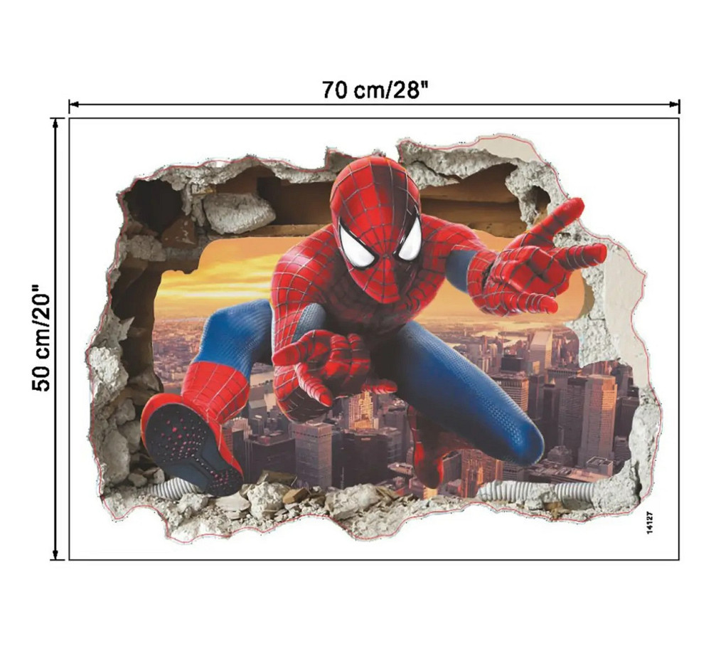 Наклейка вінілова дитяча «Людина-Павук» для дитячої кімнати хлопчиків з 3D ефектом 50х70 см Кам'янець-Подільський - фото 5