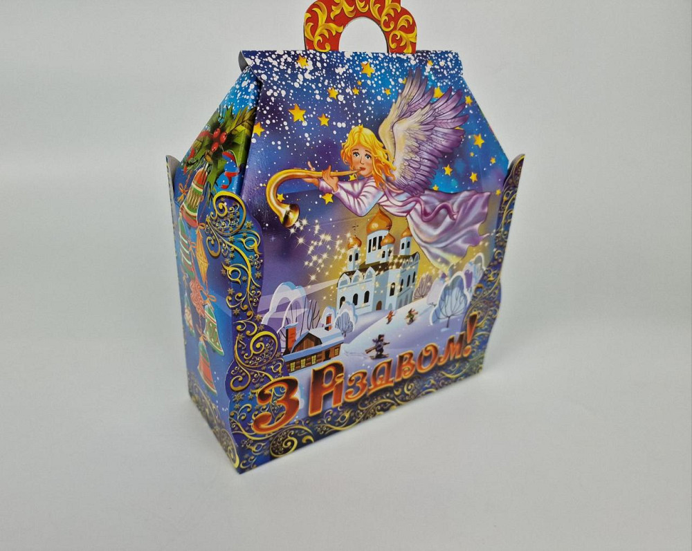 Новорічна подарункова картонна упаковка для цукерок (10000 грм-1200 грм) No201 "З Різдвом!" (1 шт.) Харків - фото 1