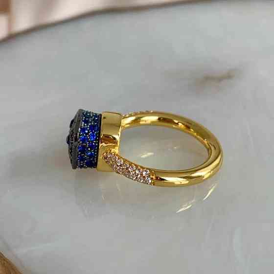 Помелато кільце позолота з великим квадратним каменем Одеса