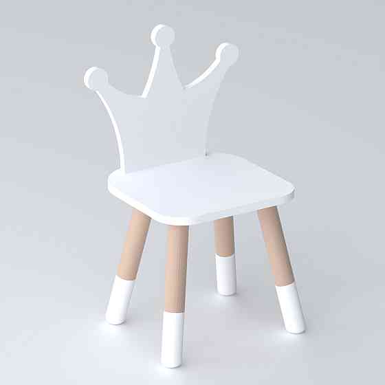 Дитячий дерев'яний стільчик принцеса 26.5х26х25см, стілець для дитини, білий Київ