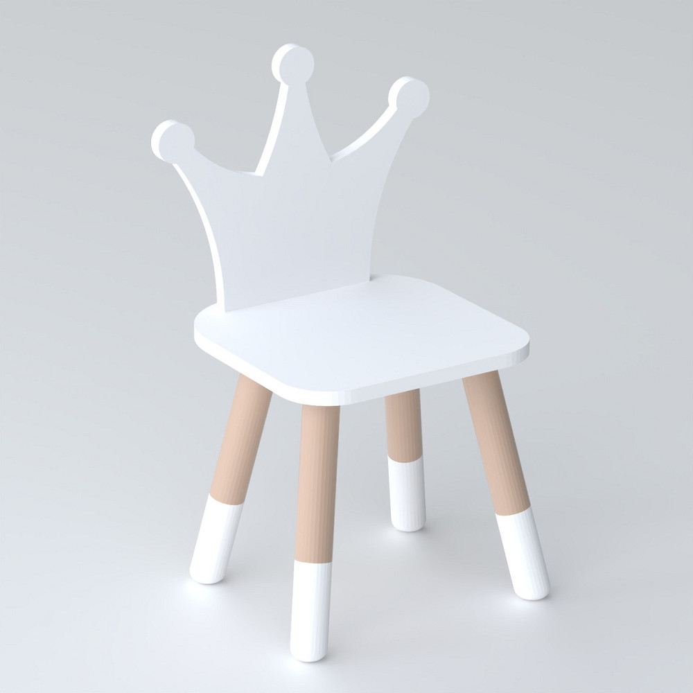 Дитячий дерев'яний стільчик принцеса 26.5х26х25см, стілець для дитини, білий Київ - фото 1