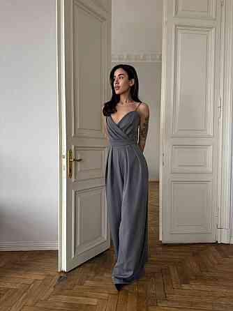 Стильний жіночий елегантний комбінезон костюмка преміум'якості Графіт, 42 Одеса