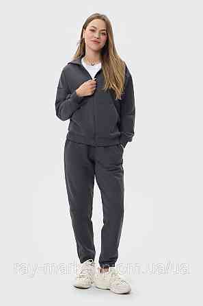 Костюм жіночий худі на блискавці та штани темно-сірий RAY PREMIUM LOOSE U0809 (U0809W-Dark Grey) Київ