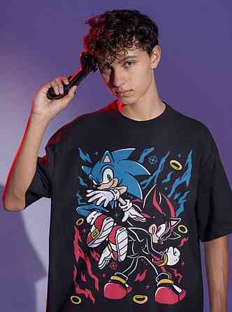 Футболка мужская аниме Хероес Соник Хероес Винтаге оверсайз (S/M/L) Черний AnimeJ0795 Днепр