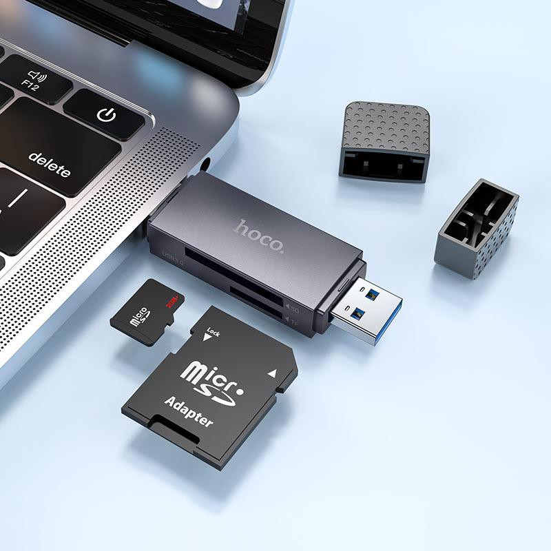 Кардрідер HOCO HB45 Spirit 2-in-1 USB/Type-C 3.0 card reader Metal gray Одесса - изображение 6