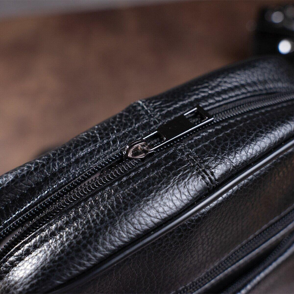 Сумка мужская компактная кожаная Vintage 14909 Черная Киев - изображение 10