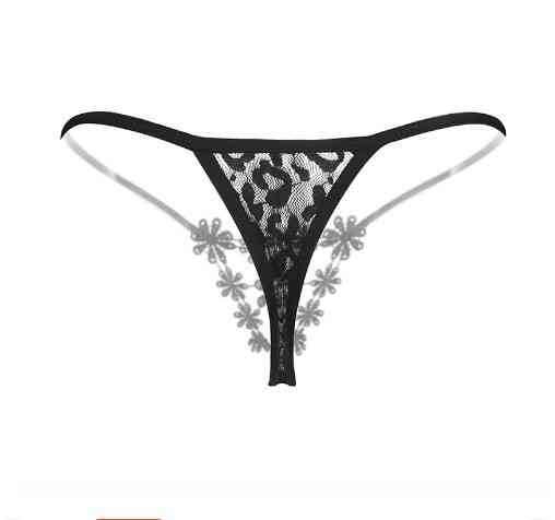 Еротичні стрінги чорні "Ромашки" - розмір універсальний (на резинці), в талії до 90см Київ