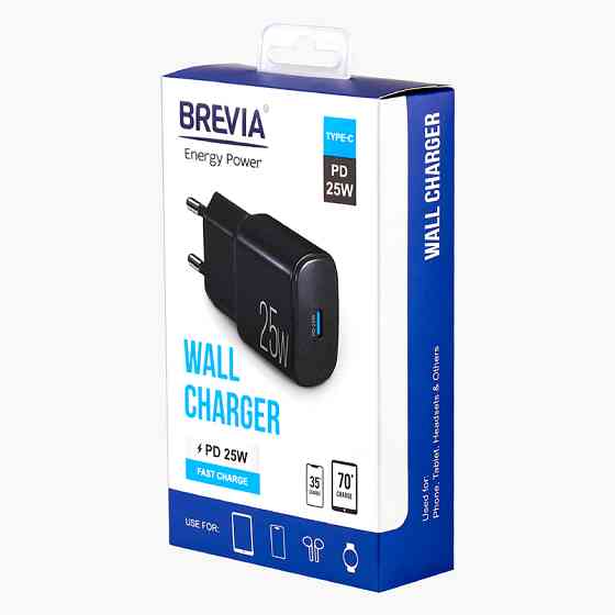 Сетевое зарядное устройство Brevia ePower PD25W USB-C черный Львов