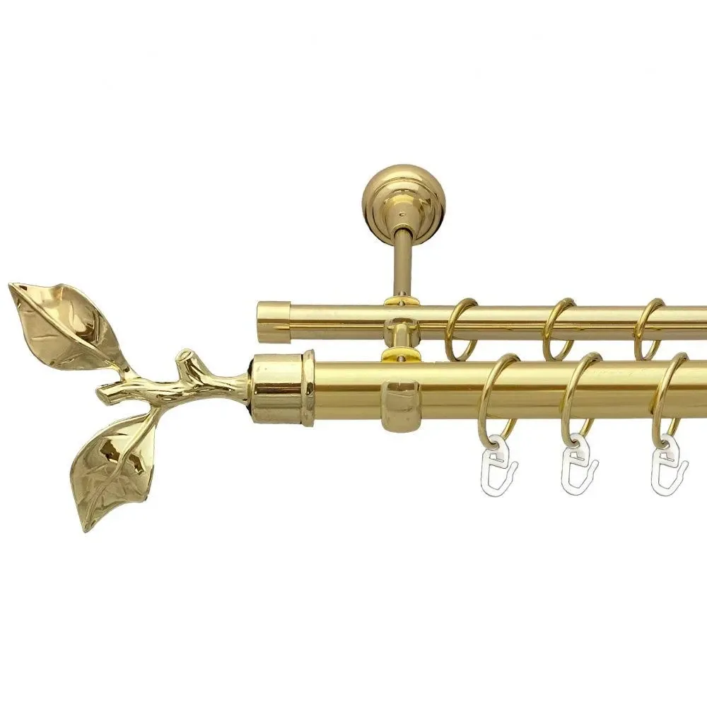 Карниз Orvit Листок Троянди металевий дворядний відкритий гладка труба кільце металеве Золото 25\16 мм 240 см (00-00012748) Львів - фото 1