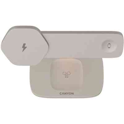 Зарядное устройство Canyon wireless charger HEXAGON WCS-310 3in1 LightGrey/Orange (CNS-WCS310LGOR) Винница