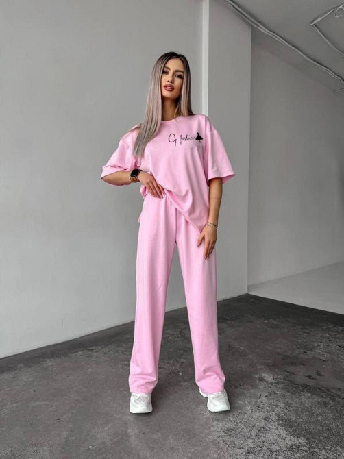 Жіночий повсякденний костюм футболка зі штанами Рожевий 46/48 Харків - фото 1