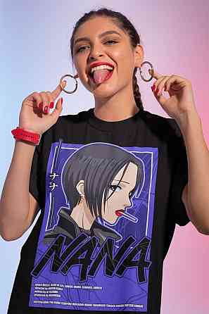 Футболка для хлопчика з аніме принтом Нана Осакі Блакк Стонес оверсайз (зріст від 165 до 180) Чорний AnimeJ0534m Дніпро