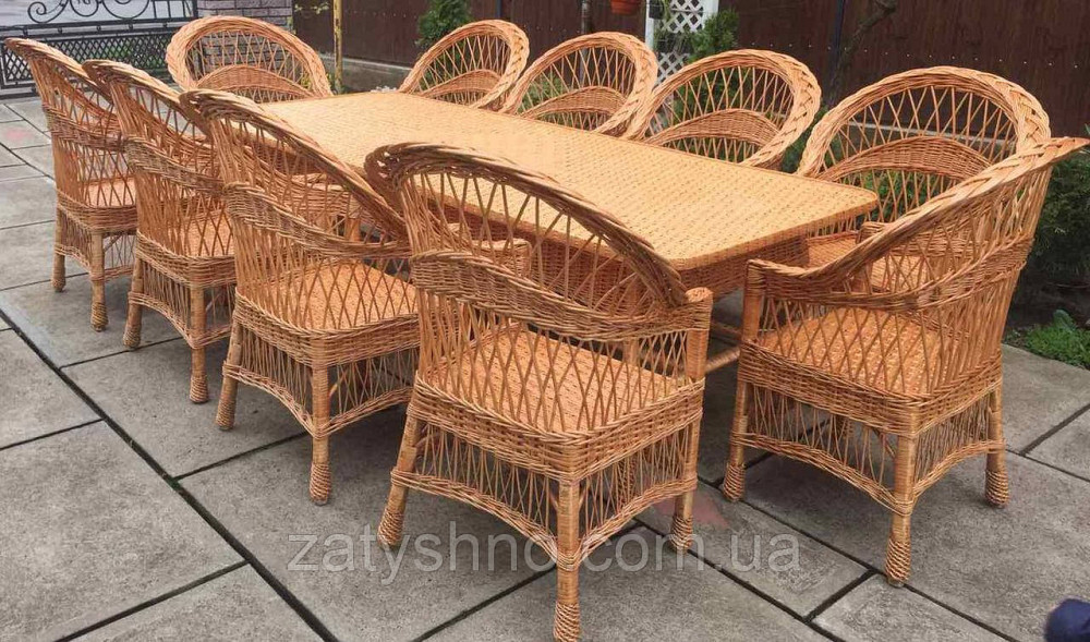 Мебель плетеная на 10 человек | мебель из лозы с креслами | мебель  натуральная с большим столом Киев - изображение 1