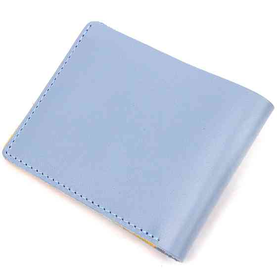 Оригинальный кожаный кошелек комби двух цветов Сердце GRANDE PELLE 16739 Желто-голубой Киев