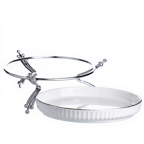 Yiwu Фруктовниця порцелянова на металевій підставці Ø20 (см) кругла Золото LB-1570G Коломия