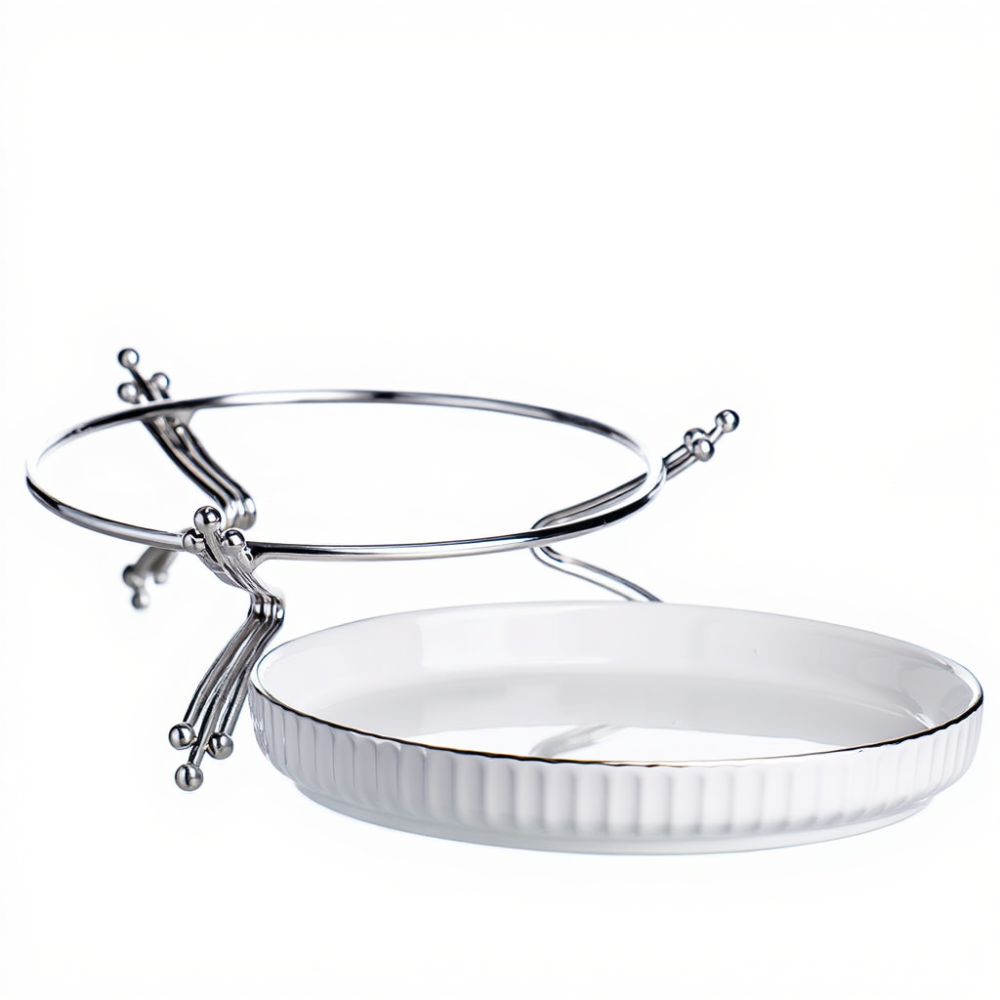 Yiwu Фруктовниця порцелянова на металевій підставці Ø20 (см) кругла Золото LB-1570G Коломия - фото 2