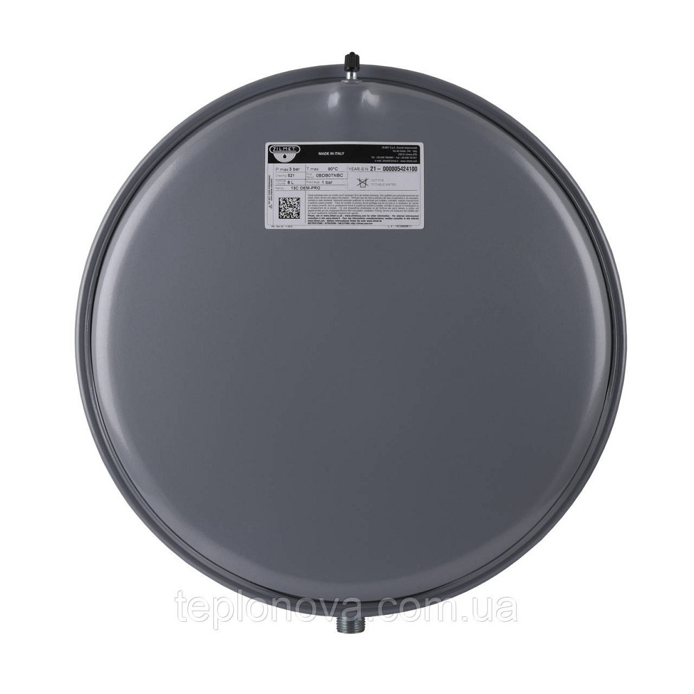 Бак Zilmet oem-pro для монтажу в котли плоский Арт. 521 8 л 3bar D. 392 СІРИЙ 1/2" ( 13C0000811 ) Чернівці - фото 1