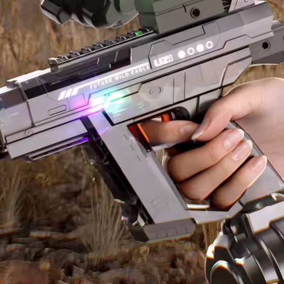 Электрический водный пистолет UZI, аккумуляторный бластер с подсветкой, звуковыми эффектами и прицелом, серый Каменец-Подольский