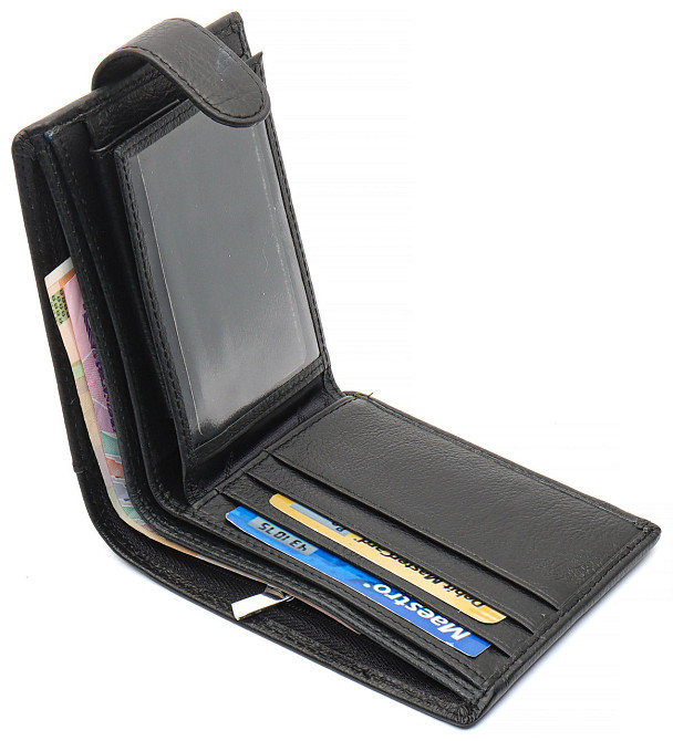 Чорне чоловіче портмоне з натуральної шкіри Київ - фото 7