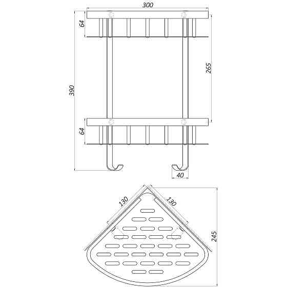 Полиця подвійна кутова TOPAZ TKB-9902-BL Київ