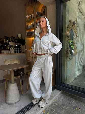 Костюм трійка з двохнитки з корсетом, oversize кофта і широкі штани, меланж, розмір 42/46 Лубни