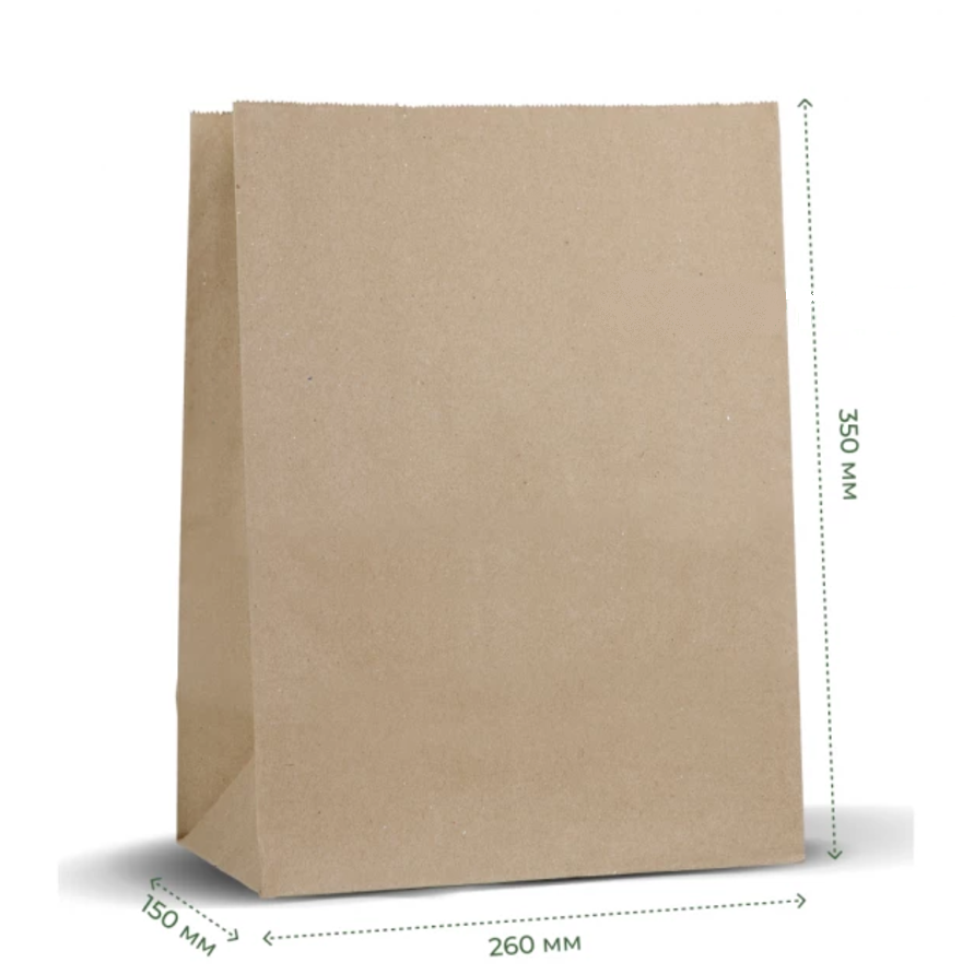 Пакет прямоугольное дно, крафт бурый, 260х150х350 мм, 90г/м2, 50 шт Павлоград - изображение 1