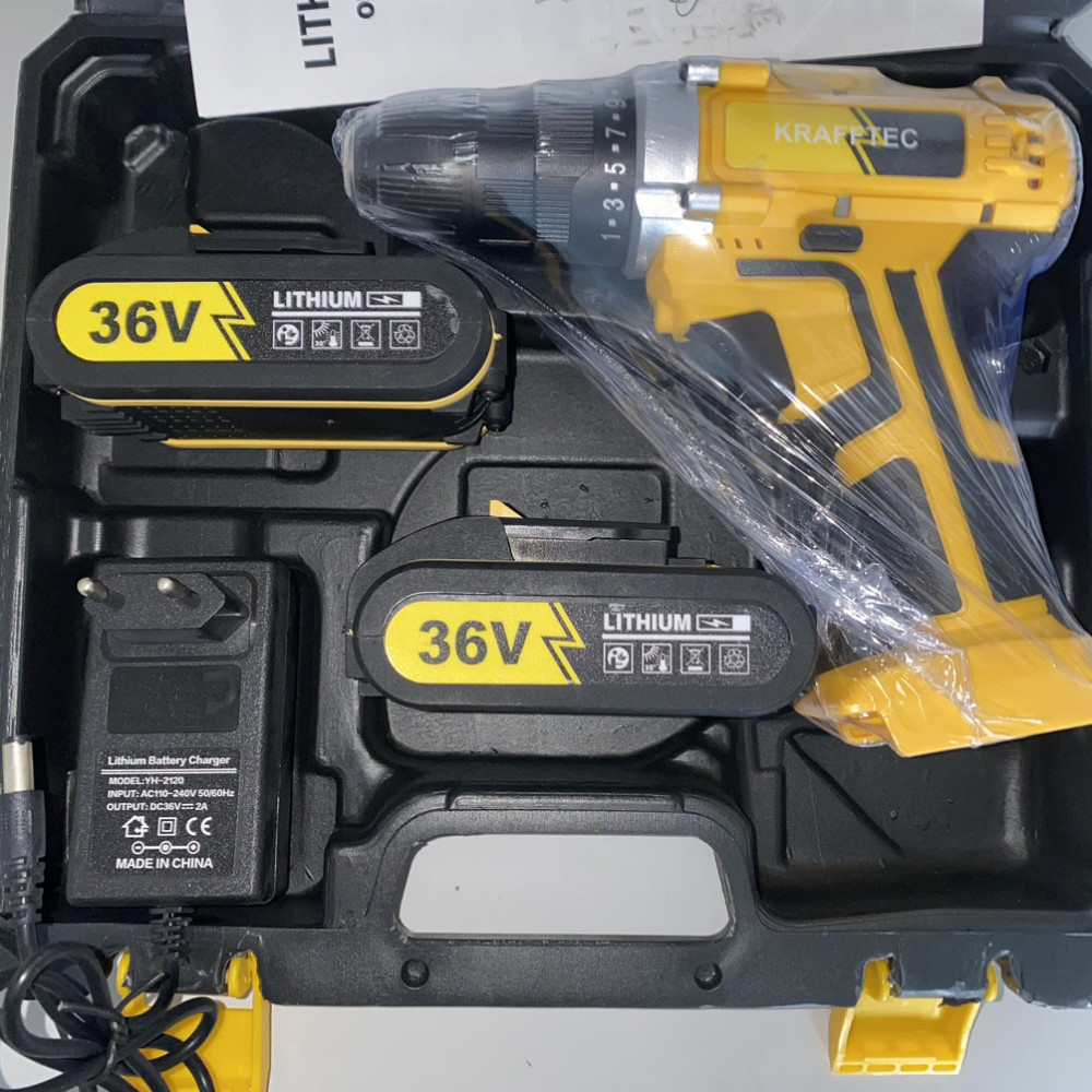 Шуруповерт аккумуляторный KRAFFTEC 36V 3Ah, мощный, с подсветкой, удобный, для дома и профессиональных работ Одесса - изображение 3