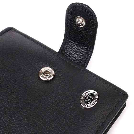 Класичний чоловічий гаманець горизонтального формату із натуральної шкіри ST Leather 23094 Чорний Київ