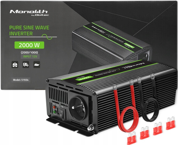 Інвертор 12 230 з чистою синусоїдою 2000Вт Qoltec (Польща) Київ - фото 1