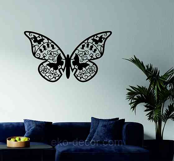 Декоративне настінне Панно  «Метелик» , Декор на стіну 90*52 см, Чорний Київ