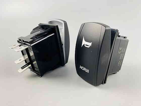 Клавіша вимикач ON-OFF-ON, 4 ніжки, синя підсвітка, малюнок — "сигнал додатковий". Мукачево