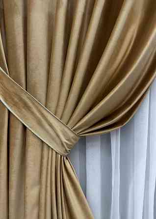 Комплект готових штор VR-Textil Оксамит (бархат) № 1654ш Карамельний 200х290 см 2 шт (32-079) Київ