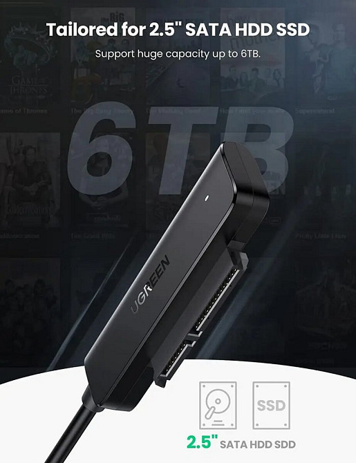 Зовнішня кишеня UGREEN CM321 USB-A to 2.5-Inch SATA Converter 50cm (UGR-70609) Киев - изображение 4