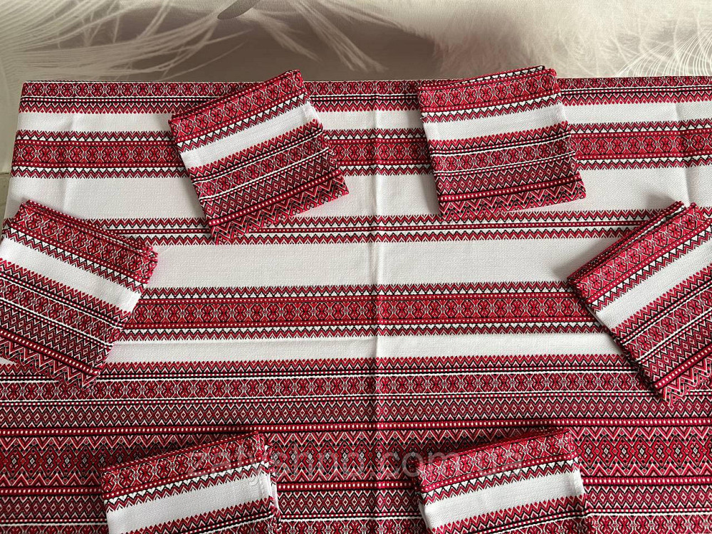 Яскрава вишита скатертина з серветками Київ - фото 3