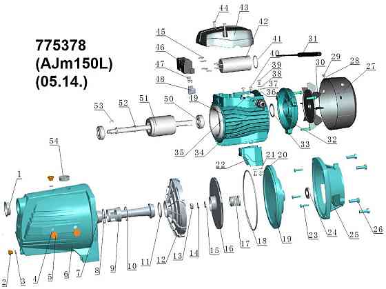 Насос центробежный самовсасывающий 1.5кВт Hmax 54м Qmax 140л/мин LEO 3.0 AJm150L (775378) Ровно