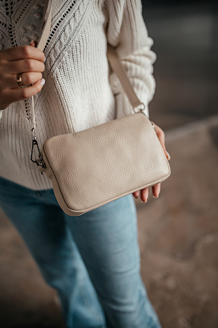 Жіноча сумочка, стильна сумка з натуральної шкіри, маленька бежова сумка клачMasterSem Київ - фото 6