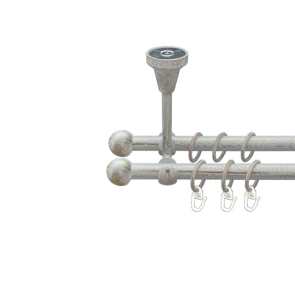 Карниз Orvit Куля Болонь металевий дворядний відкритий до стелі гладка труба кільце металеве Біле Золото 16\16 Львов - изображение 1