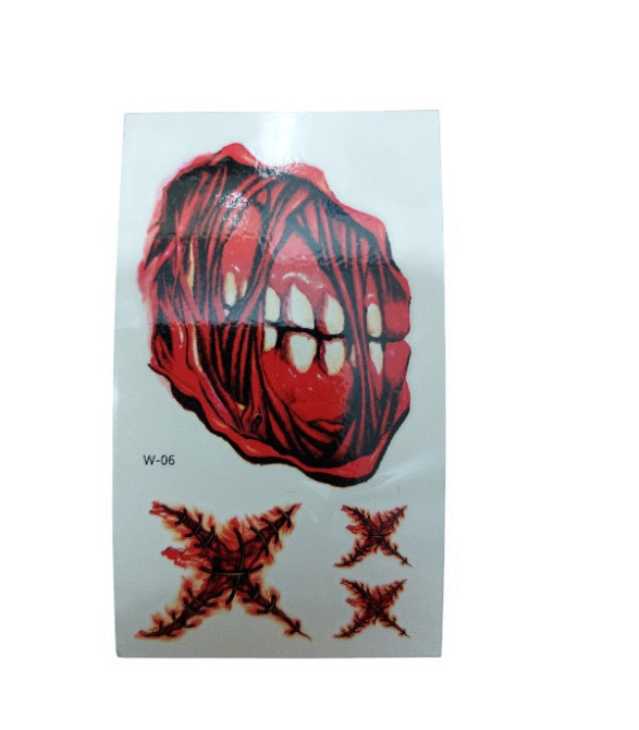 Тату наклейки Щелепа та рани для Хелловіну 10 на 6 см червоний Київ - фото 2